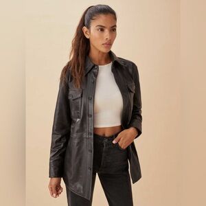 Veda Leather Shirt Jacket by Reformation
